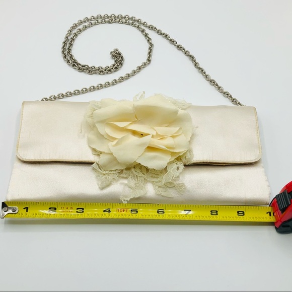 Vintage Satin Clutch with Flower Detail and Chain - Picture 7 of 8